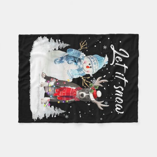 Blue Nose Pitbull Santa Dog Christmas Sneeuwman Xm Fleece Deken (Voorkant (Horizontaal))