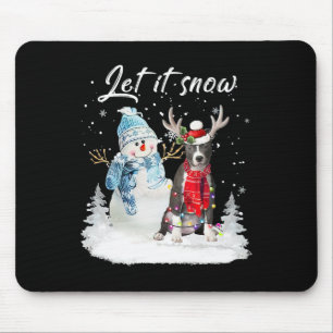 Blue Nose Pitbull Santa Dog Christmas Sneeuwman Xm Muismat