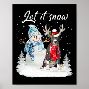 Blue Nose Pitbull Santa Dog Christmas Sneeuwman Xm Poster
