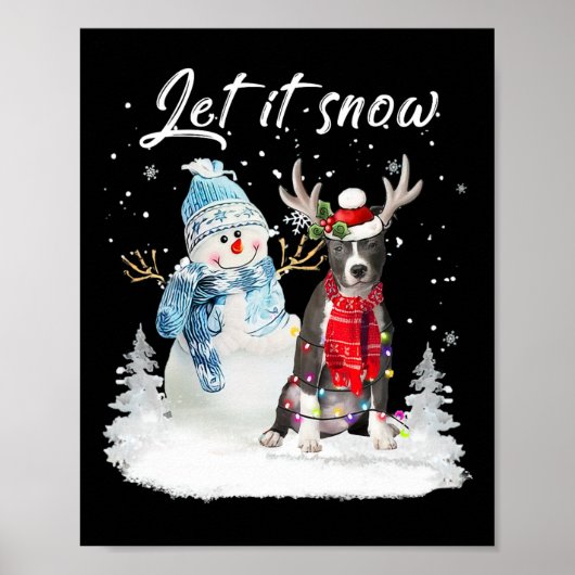 Blue Nose Pitbull Santa Dog Christmas Sneeuwman Xm Poster (Voorkant)