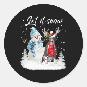 Blue Nose Pitbull Santa Dog Christmas Sneeuwman Xm Ronde Sticker