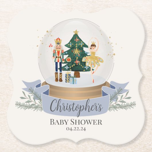 Blue Notenkraker Kerst baby shower Party Kartonnen Onderzetters (Voorkant)