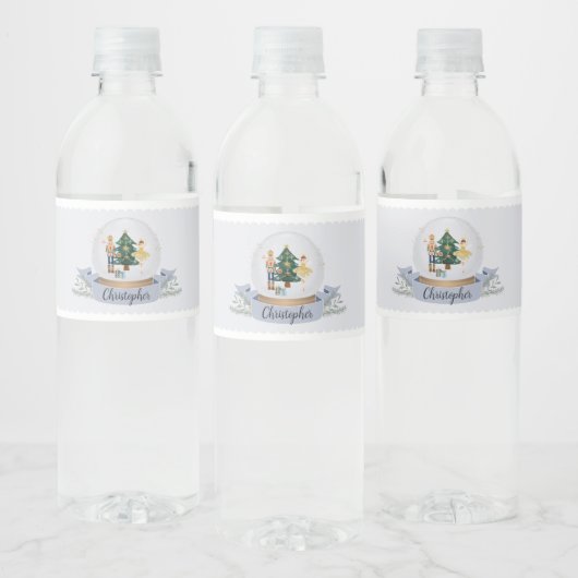Blue Notenkraker Kerst Baby shower Waterfles Etiket (Flessen)