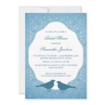 Blue Nouveau Floral Lijst Vrijgezellenfeest uitnod