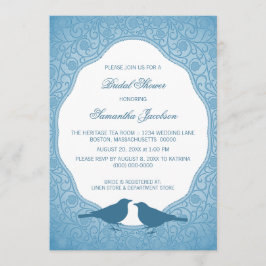 Blue Nouveau Floral Lijst Vrijgezellenfeest uitnod Kaart