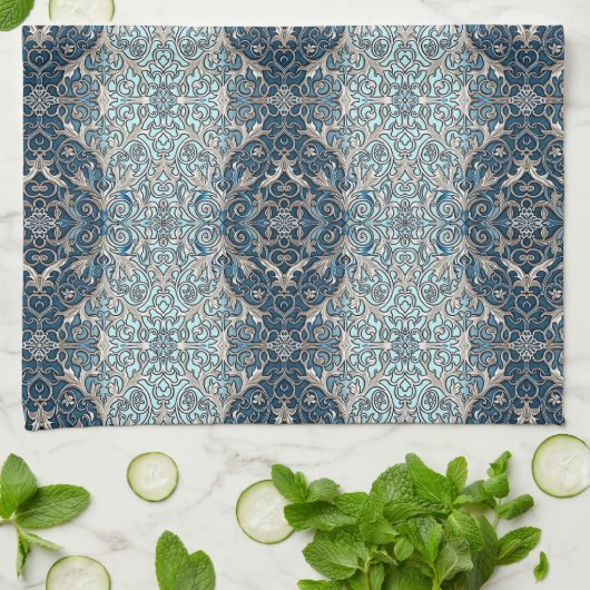 Blue Nouveau Kitchen Towel Theedoek (Gevouwen)