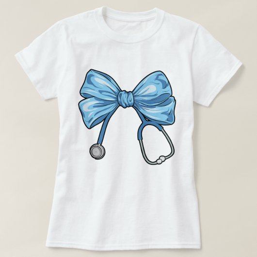 Blue Nurse Coquette Bow T-shirt (Design voorkant)