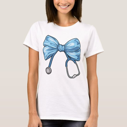 Blue Nurse Coquette Bow T-shirt (Voorkant)