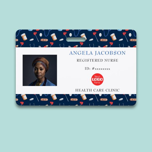 Blue Nurse Healthcare Logo Horizontale ID Badge