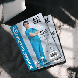 Blue Nurse RN Afstuderen Photo Magazine Kaart