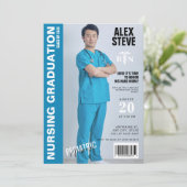 Blue Nurse RN Afstuderen Photo Magazine Kaart (Staand voorkant)