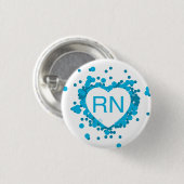 Blue Nurse RN Heart Button (Voorkant /achterkant)