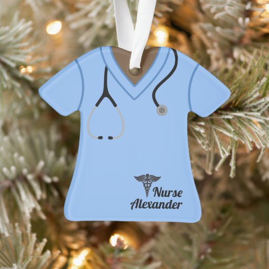 Blue Nurse Scrubs Specialized Ornament (Boom)