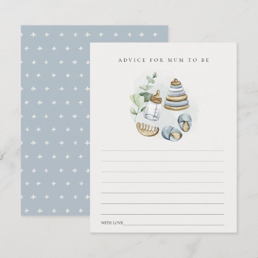 Blue Nursery Essential Advice for Mum Baby shower Informatiekaartje (Voorkant / Achterkant)