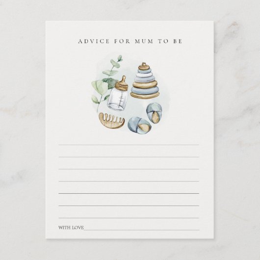 Blue Nursery Essential Advice for Mum Baby shower Informatiekaartje (Voorkant)