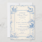 Blue Nursery Toile Baby Shower Kaart (Voorkant)