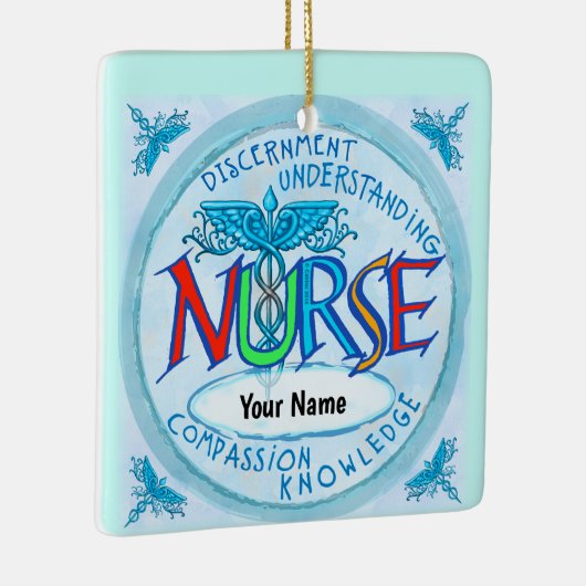 Blue Nurses Motto aangepaste Verpleegkundige ornam Keramisch Ornament (Rechts)