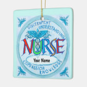 Blue Nurses Motto aangepaste Verpleegkundige ornam Keramisch Ornament (Links)