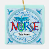 Blue Nurses Motto aangepaste Verpleegkundige ornam Keramisch Ornament (Voorkant)