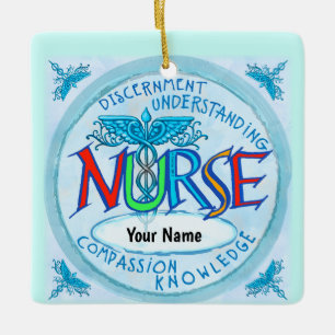 Blue Nurses Motto aangepaste Verpleegkundige ornam Keramisch Ornament