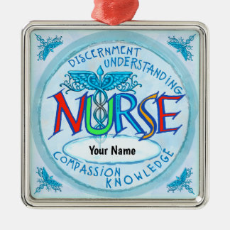 Blue Nurses Motto aangepaste Verpleegkundige ornam Metalen Ornament