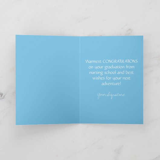 Blue Nursing School Afstuderen gefeliciteerd Kaart (Binnen)