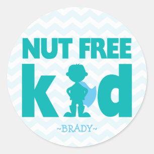 Blue Nut Free Kind Superheld Boy Allergy Stickers