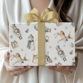 Blue Nutcracker Wrapping Paper Boy Christmas Cadeaupapier