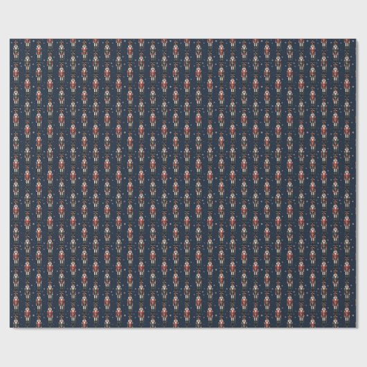 Blue Nutcrackers Christmas Wrapping Paper Cadeaupapier (Vlak)