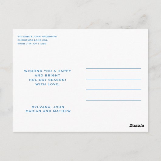 BLUE NUTCRACKERS KERST BRIEFKAART (Achterkant)