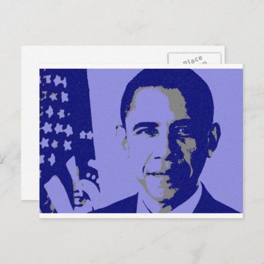 Blue Obama Briefkaart (Voorkant / Achterkant)