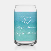 Blue oceaan zeegezicht waterverf strand bruiloft blikvorm glas (Voorkant)