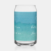 Blue oceaan zeegezicht waterverf strand bruiloft blikvorm glas (Links)