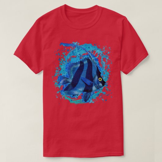 Blue Ocean Angelfish Aquatic Fish Splash T-shirt (Design voorkant)
