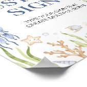 Blue Ocean Animals Boy Party Aangepaste tafel teke Poster (Hoek)
