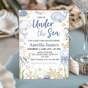 Blue Ocean Animals onder het Zee Baby shower Kaart