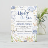 Blue Ocean Animals onder het Zee Baby shower Kaart (Staand voorkant)
