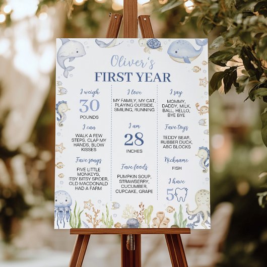 Blue Ocean Animals onder het Zee Party Milestone Poster