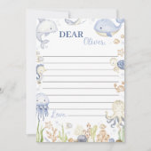 Blue Ocean Animals Party Time Capsule Bericht Kaar Bedankkaart (Voorkant)