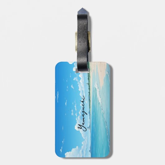 Blue Ocean Beach Bagagelabel (Achterkant verticaal)