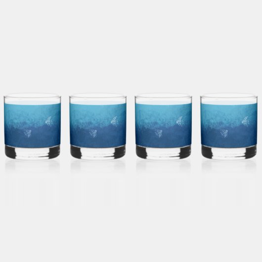 Blue Ocean Beach Bruiloft Aangepaste namen Whisky Glas (Achterkant)