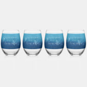 Blue Ocean Beach Bruiloft Aangepaste namen Wijnglas Zonder Voet (Voorkant)