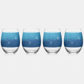 Blue Ocean Beach Bruiloft Aangepaste namen Wijnglas Zonder Voet (Achterkant)