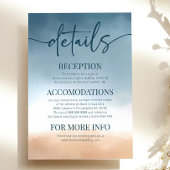 Blue Ocean Beach Shore Zand Bruiloft Details Informatiekaartje