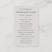 Blue Ocean Beach Sympathie Uitvaart Memorial Kaart Visitekaartje (Achterkant)