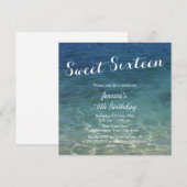 Blue Ocean Beach Theme Sweet Sixteen Kaart (Voorkant / Achterkant)