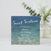Blue Ocean Beach Theme Sweet Sixteen Kaart (Staand voorkant)