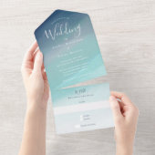Blue Ocean Beach Wedding All In One Uitnodiging (Afscheurbaar)