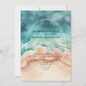 Blue Ocean Beach Zomer Waterverf Bruiloft. Kaart (Voorkant)