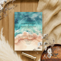 Blue Ocean Beach Zomer Waterverf Bruiloft.